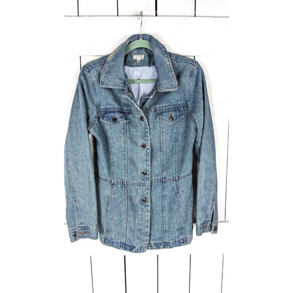 90s vintage blue jean denim lined chambray jacket - Picture 3 of 7